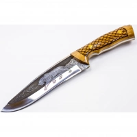 Нож Сафари-2, Кизляр СТО, сталь 65х13, резной купить в Долгопрудном